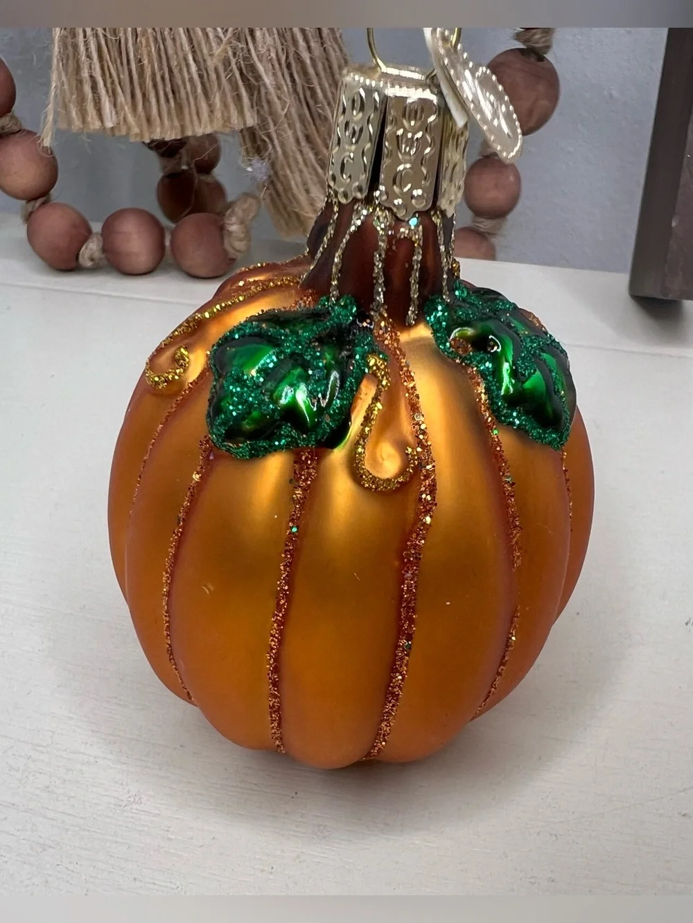 Brand New-Old World Thanksgiving Pumpkin Glass Blown Ornament